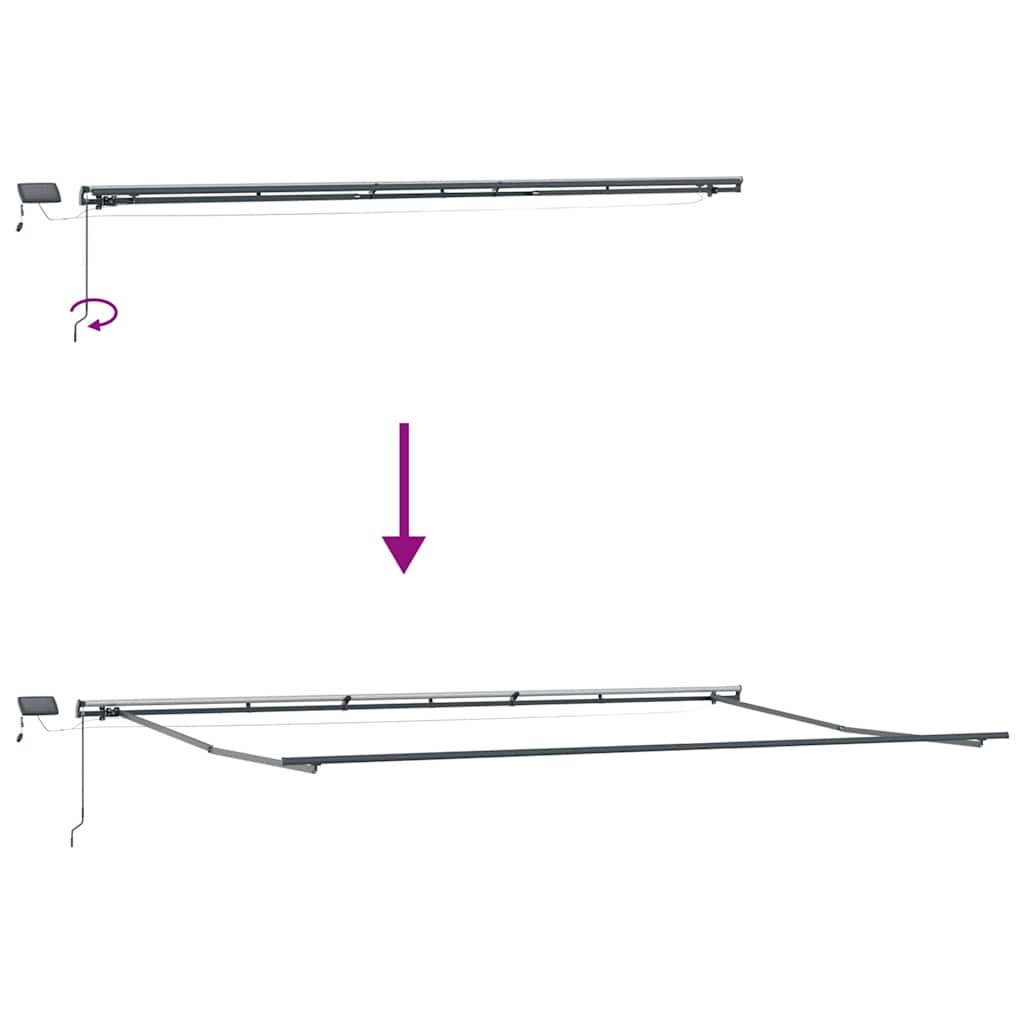Barna kézzel kihúzható LED-es napellenző 600 x 300 cm 10