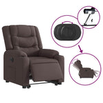 Elektromos felállást segítő sötétbarna szövet dönthető fotel 9
