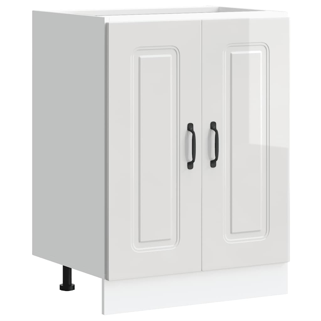 Mosogató aljzat szekrény Kalmar magasfényű fehér 60x46x81,5 cm 2