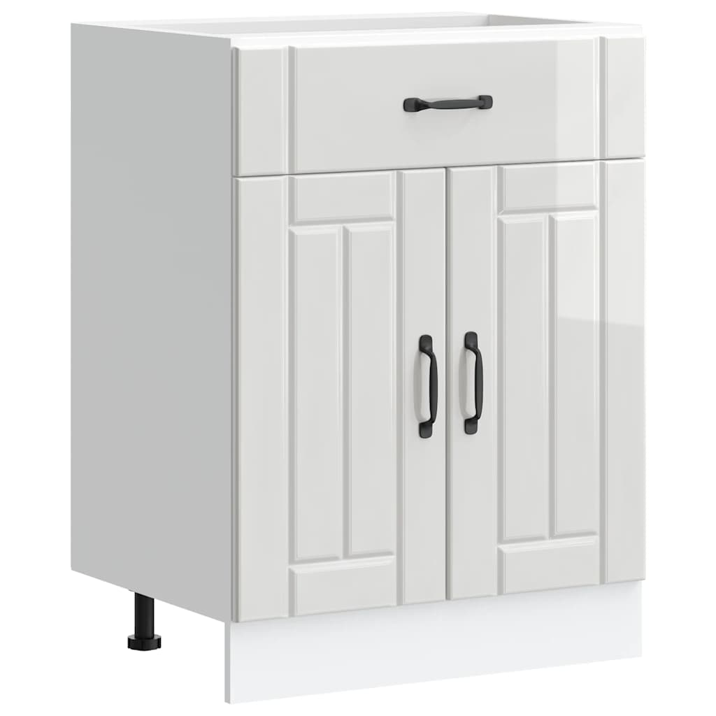 Konyhai alsó szekrény Lucca magasfényű fehér szerelt fa 2
