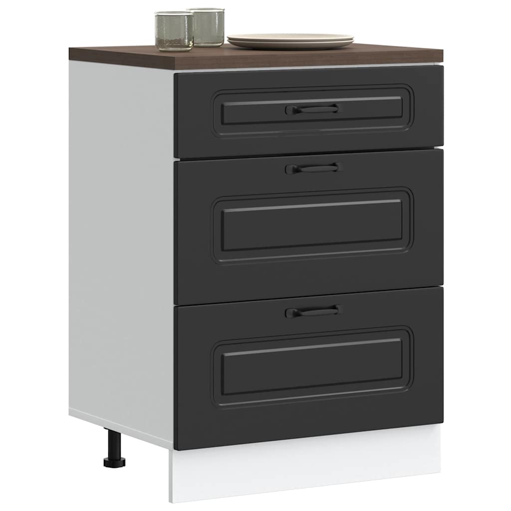 Fekete, műfa konyhaszekrény „Kalmar”