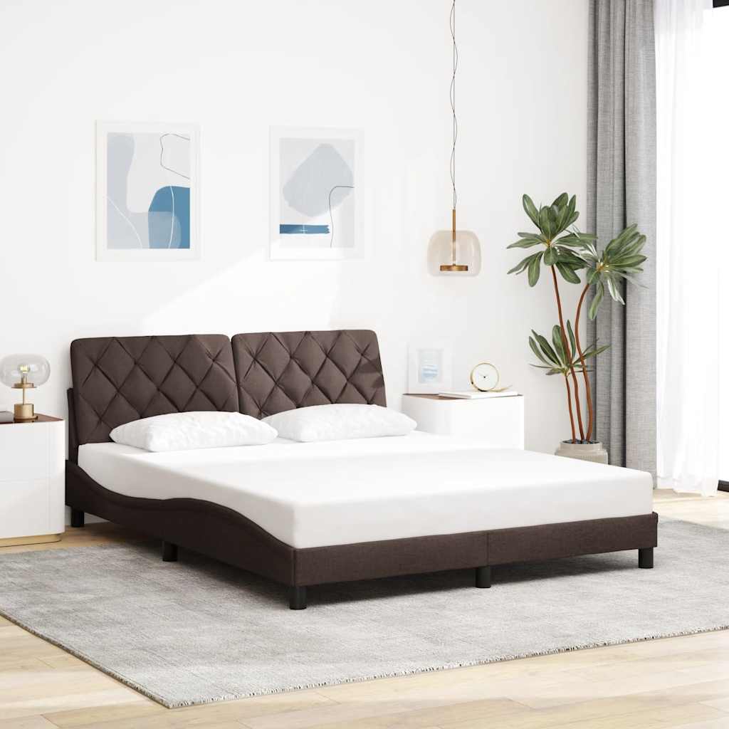 Sötétbarna szövet ágykeret LED-es matrac nélkül 160 x 200 cm 4