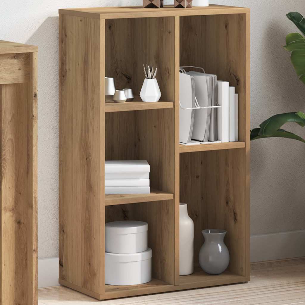 Kézműves tölgy színű szerelt fa könyvszekrény 50x25x80 cm 3