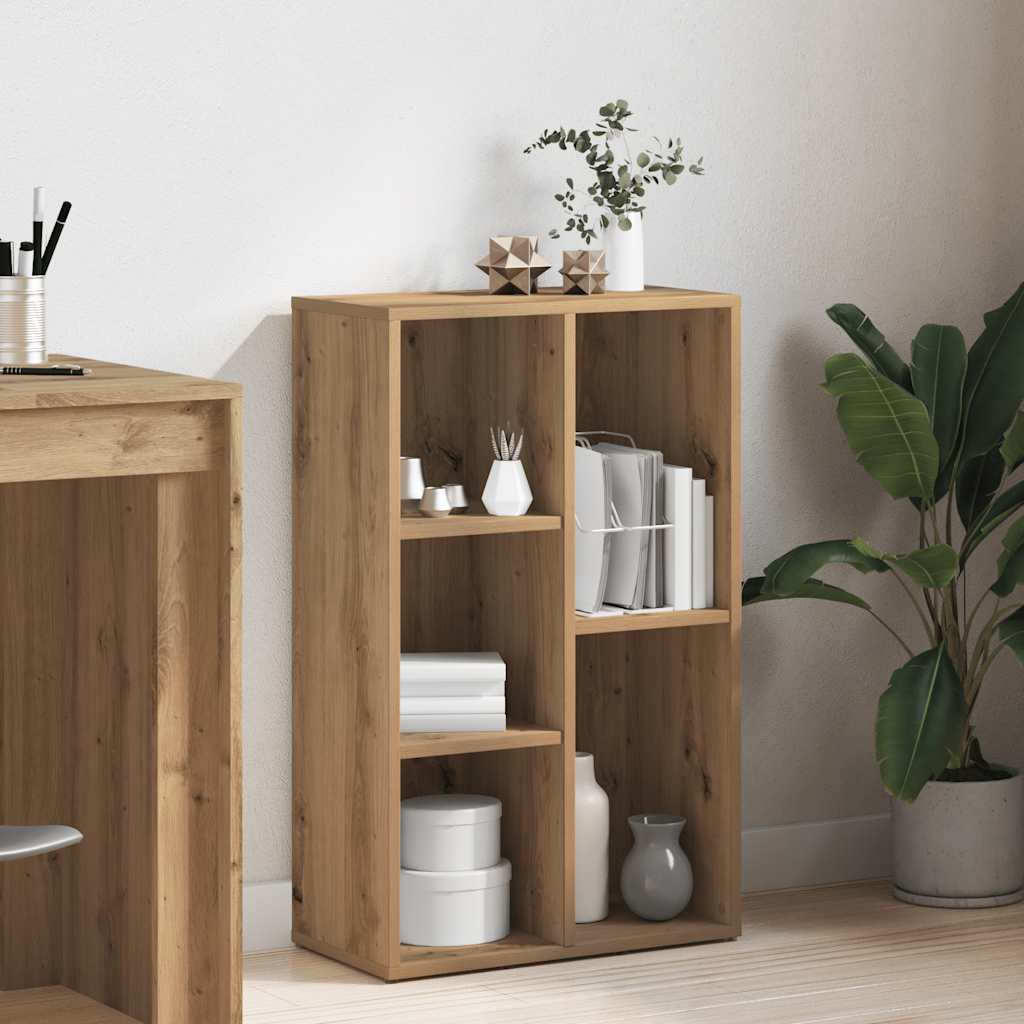 Kézműves tölgy színű szerelt fa könyvszekrény 50x25x80 cm