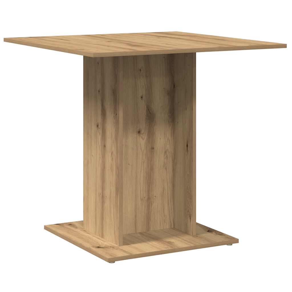 Kézműves tölgy színű szerelt fa étkezőasztal 80 x 80 x 75 cm 2