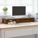 Antik fa színű szerelt fa monitorállvány 100 x 24 x 13 cm 3