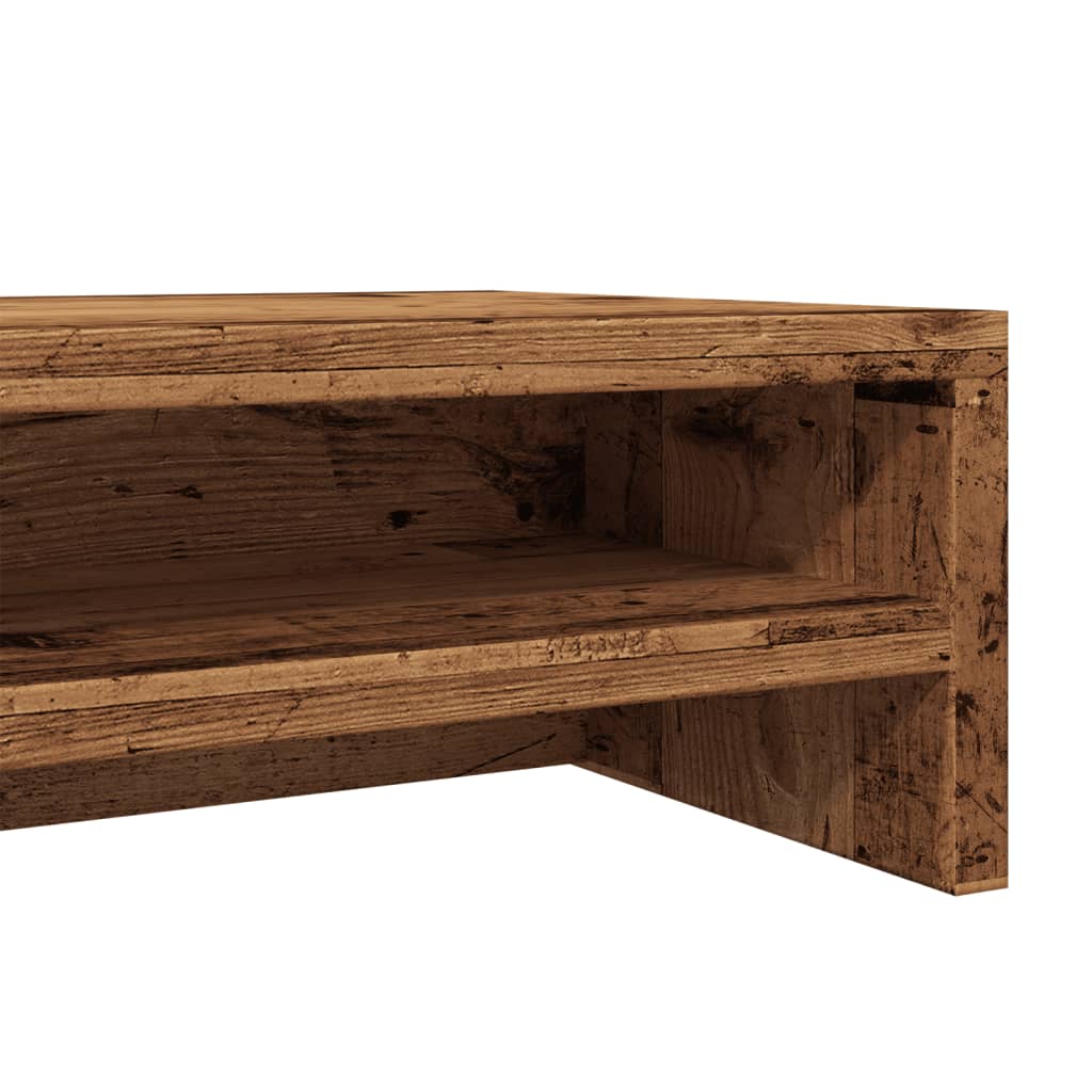 Antik fa színű szerelt fa monitorállvány 100 x 24 x 13 cm 8