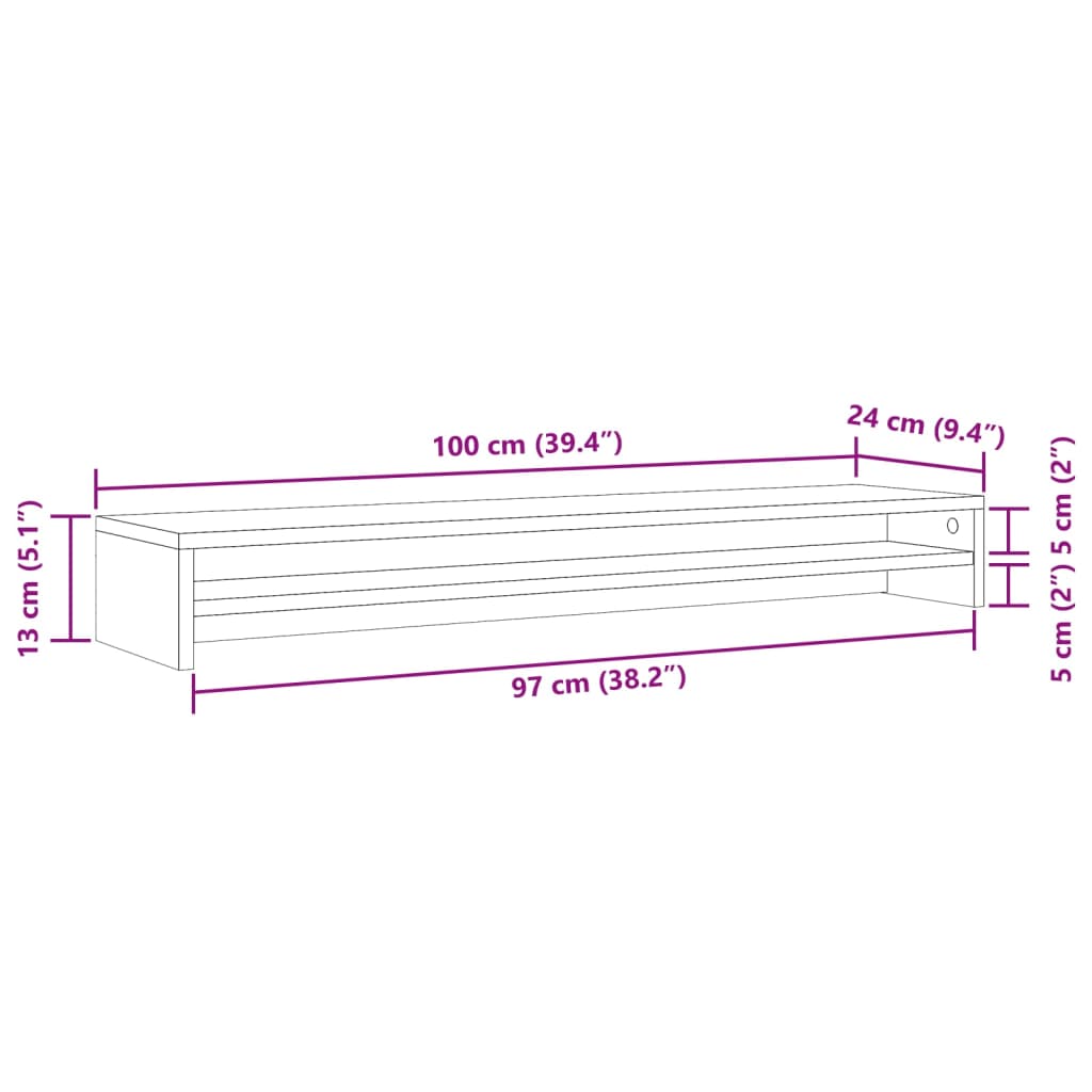 Antik fa színű szerelt fa monitorállvány 100 x 24 x 13 cm 10