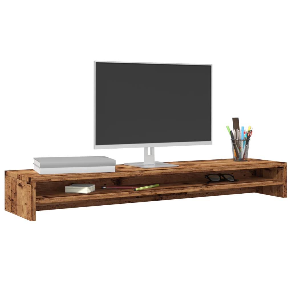Antik fa színű szerelt fa monitorállvány 100 x 24 x 13 cm