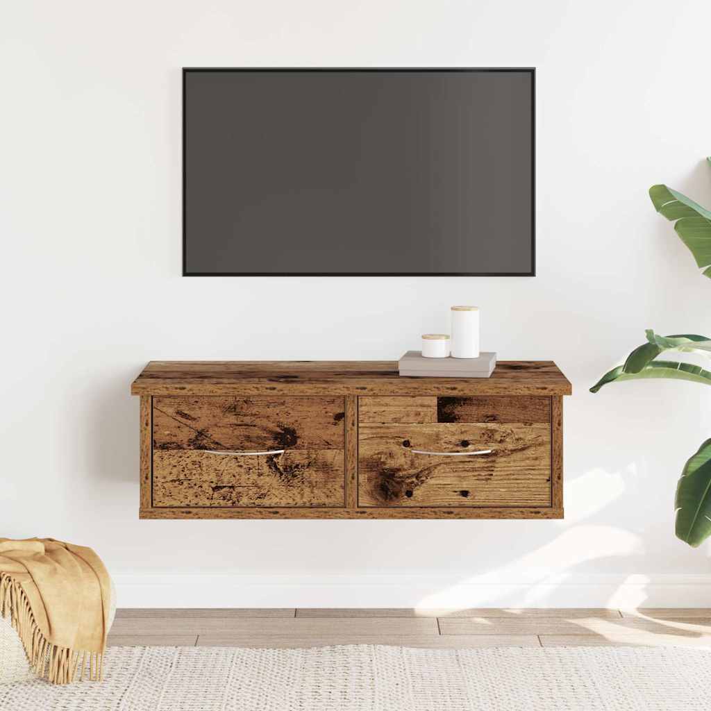 Antik fa színű szerelt fa faliszekrény 60x26x18,5 cm 3