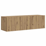 Kézműves tölgy színű szerelt fa fali TV-szekrény 100x30x30 cm