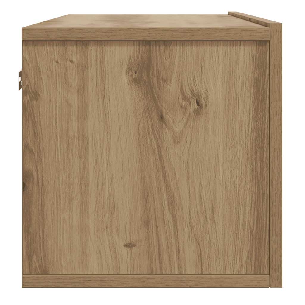 Kézműves tölgy színű szerelt fa fali TV-szekrény 100x30x30 cm 5