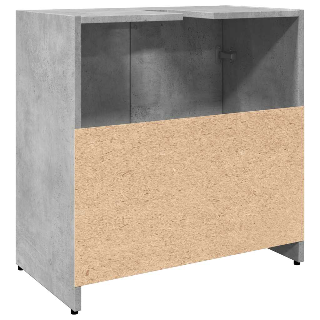 Fürdőszoba mosdószekrény beton szürke 60x33x60 cm Gépelt fa 8