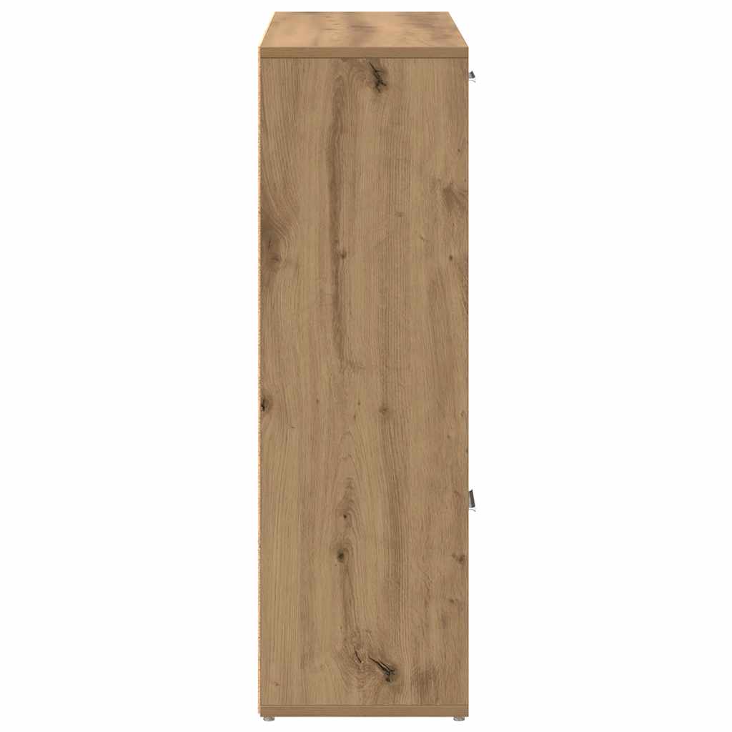 Kézműves tölgy színű szerelt fa könyvespolc 90 x 28 x 90 cm 7