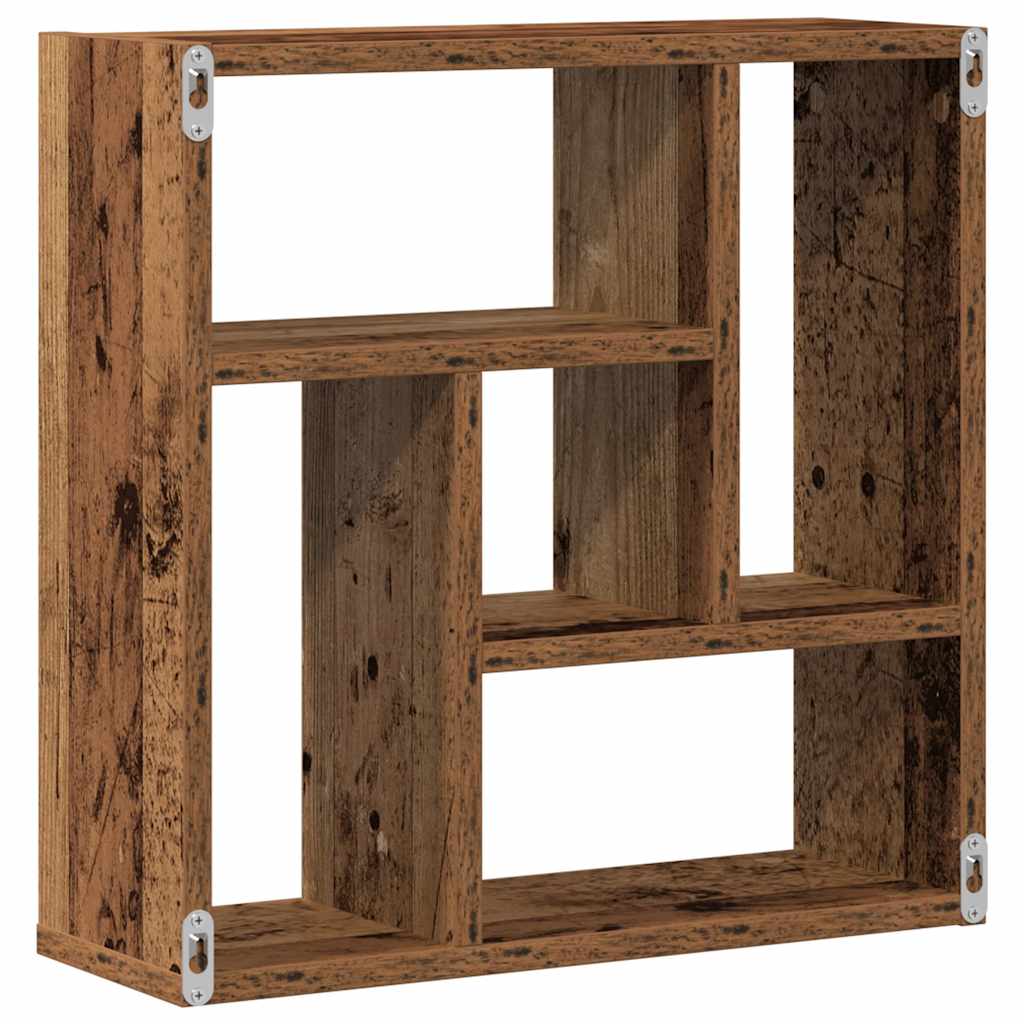 Antik fa színű szerelt fa fali polc 45 x 16 x 45 cm 6
