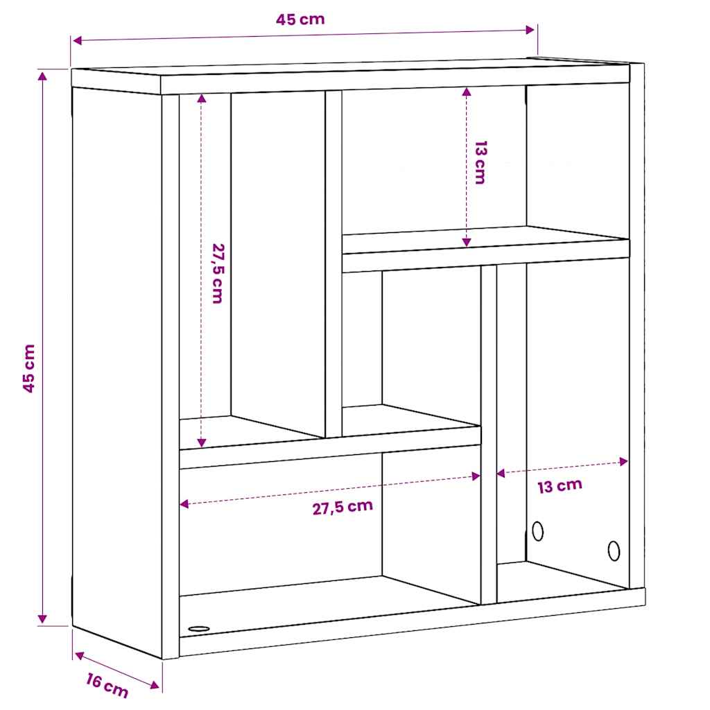 Antik fa színű szerelt fa fali polc 45 x 16 x 45 cm 9