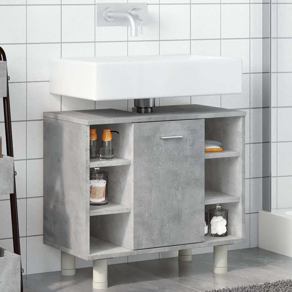 Betonszürke szerelt fa fürdőszobaszekrény 60 x 32 x 53,5 cm 4