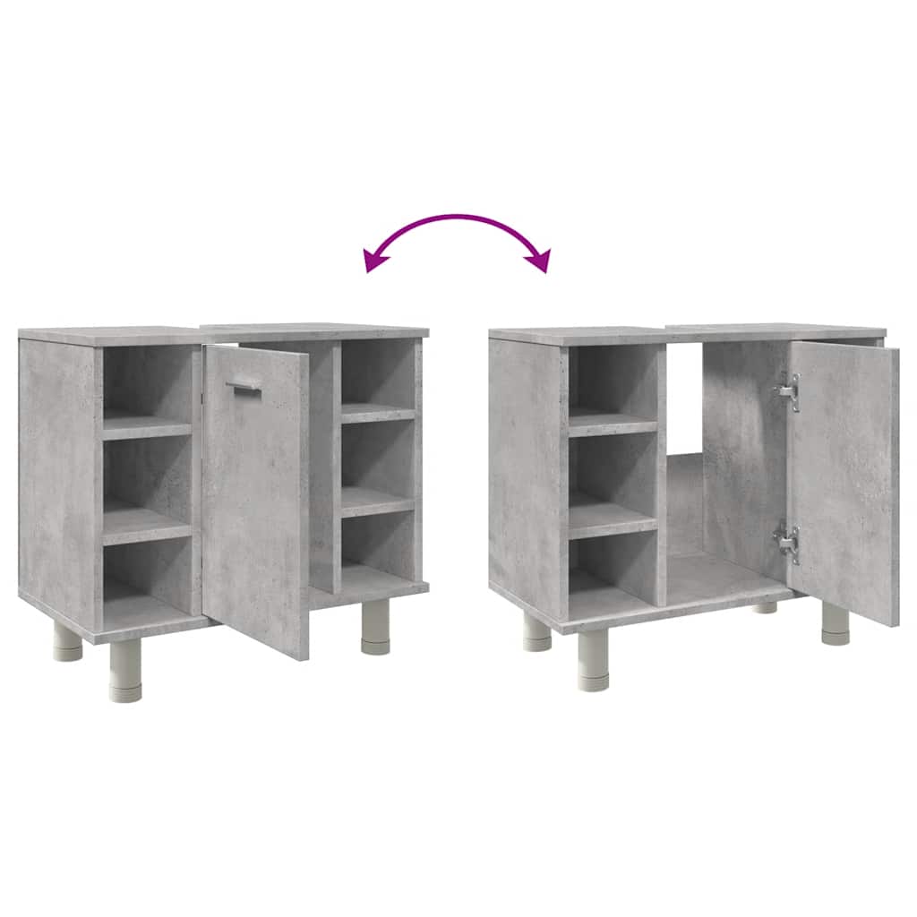 Betonszürke szerelt fa fürdőszobaszekrény 60 x 32 x 53,5 cm 10