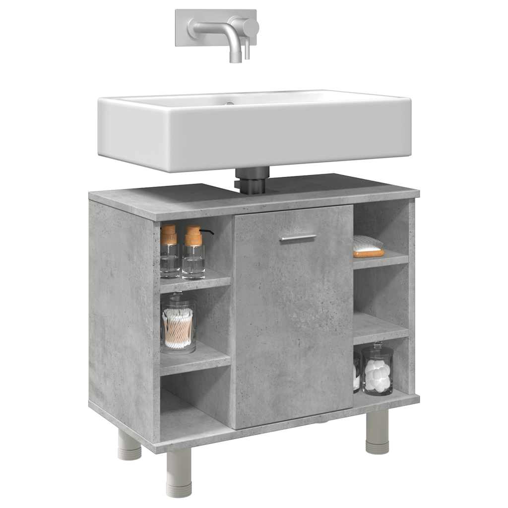 Betonszürke szerelt fa fürdőszobaszekrény 60 x 32 x 53,5 cm