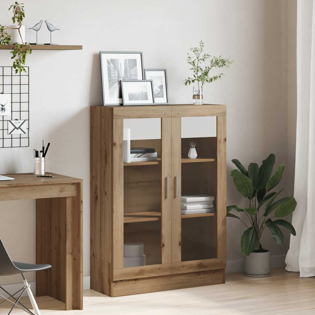 Kézműves tölgy színű szerelt fa könyvszekrény 82,5x30,5x115 cm 3