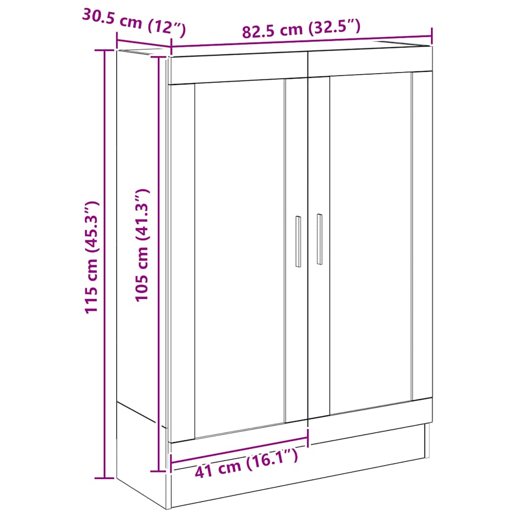 Kézműves tölgy színű szerelt fa könyvszekrény 82,5x30,5x115 cm 11