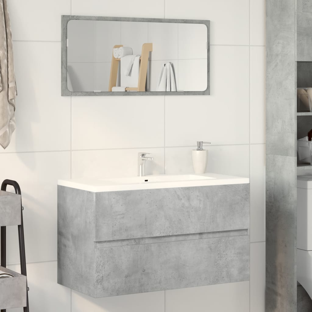Betonszürke szerelt fa függő fürdőszobaszekrény 80x38,5x45 cm 3