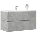 Betonszürke szerelt fa függő fürdőszobaszekrény 80x38,5x45 cm