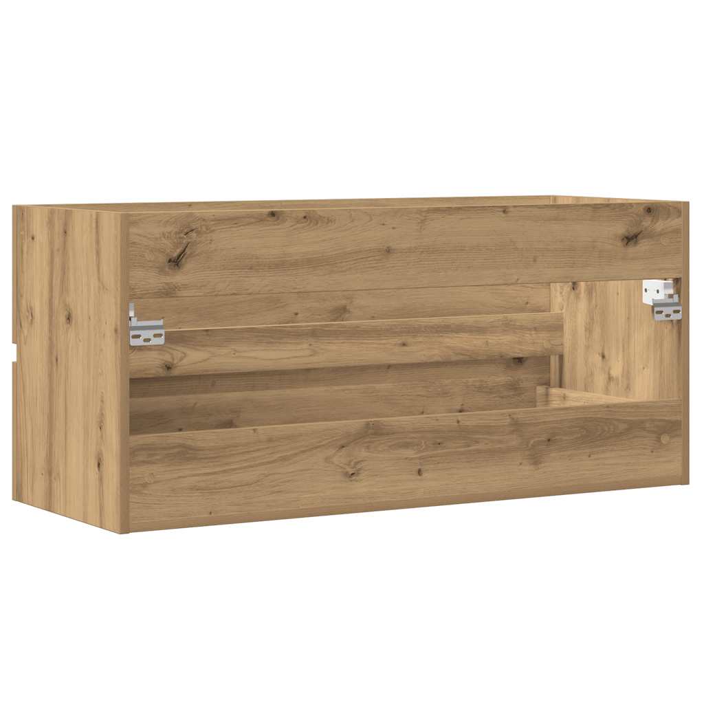 Kézműves tölgy színű szerelt fa mosdószekrény 100 x 38,5 x 45cm 6
