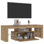Kézműves tölgy szerelt fa TV-szekrény LED-ekkel 120x36,5x40 cm 5