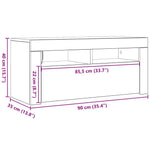 Antik fa színű szerelt fa TV-szekrény LED-ekkel 90x35x40 cm 16