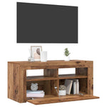 Antik fa színű szerelt fa TV-szekrény LED-ekkel 90x35x40 cm 5