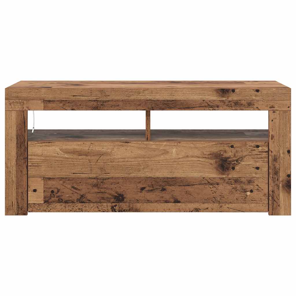 Antik fa színű szerelt fa TV-szekrény LED-ekkel 90x35x40 cm 6
