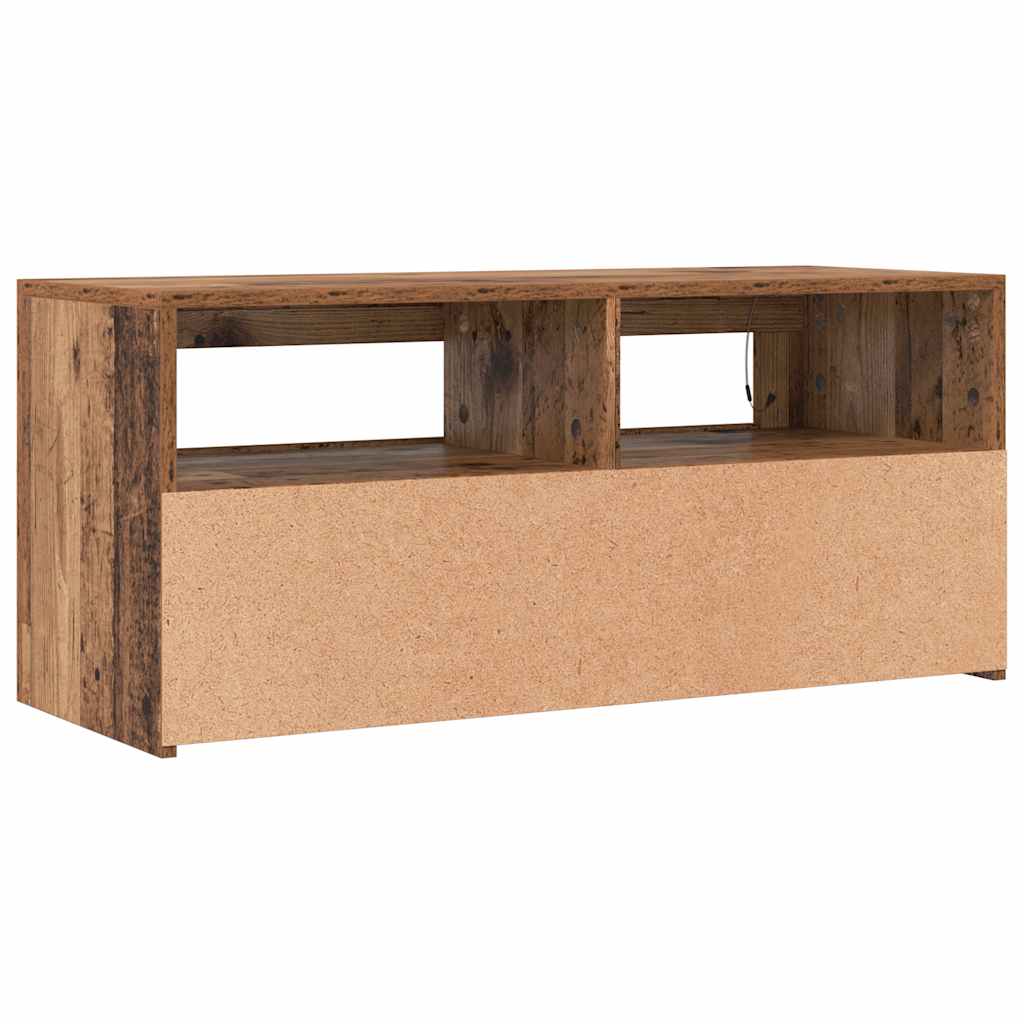 Antik fa színű szerelt fa TV-szekrény LED-ekkel 90x35x40 cm 9