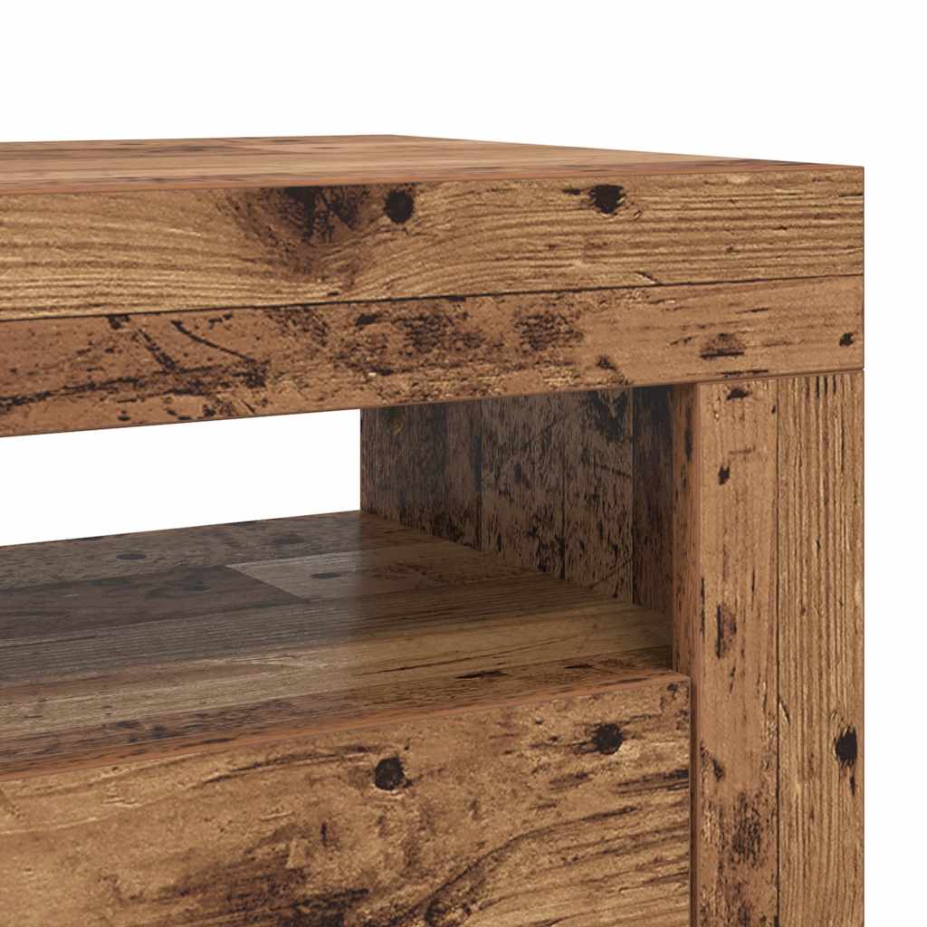 Antik fa színű szerelt fa TV-szekrény LED-ekkel 90x35x40 cm 11