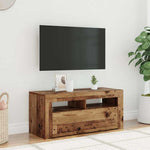 Antik fa színű szerelt fa TV-szekrény LED-ekkel 90x35x40 cm