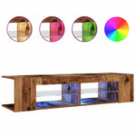 Antik fa színű szerelt fa TV-szekrény LED-ekkel 135x39x30 cm 2