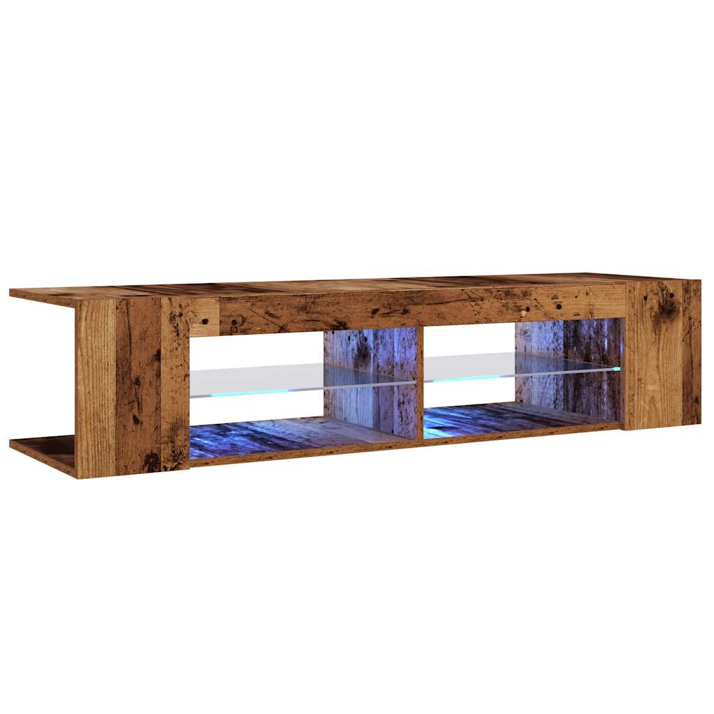 Antik fa színű szerelt fa TV-szekrény LED-ekkel 135x39x30 cm 3
