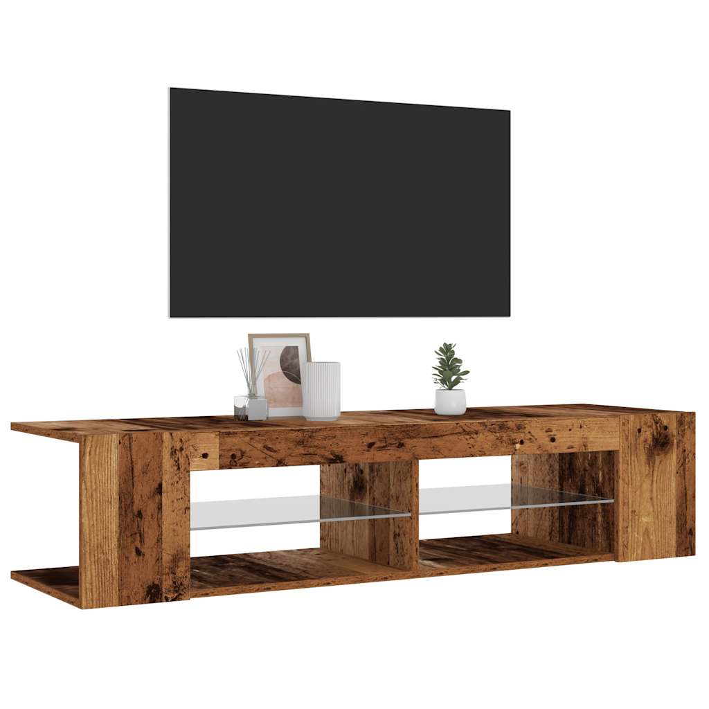 Antik fa színű szerelt fa TV-szekrény LED-ekkel 135x39x30 cm 5