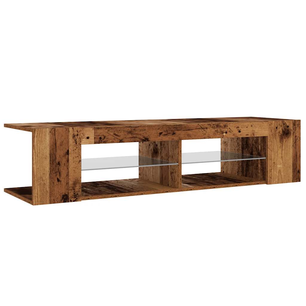 Antik fa színű szerelt fa TV-szekrény LED-ekkel 135x39x30 cm 6