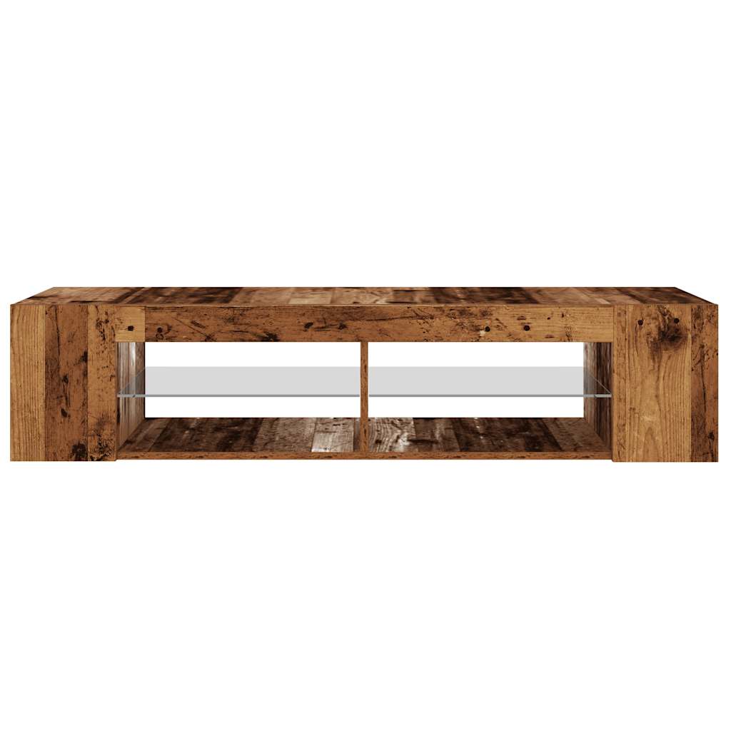 Antik fa színű szerelt fa TV-szekrény LED-ekkel 135x39x30 cm 7