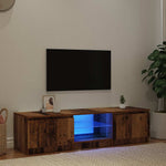 Antik fa színű szerelt fa TV-szekrény LED-ekkel 140x40x36 cm 3