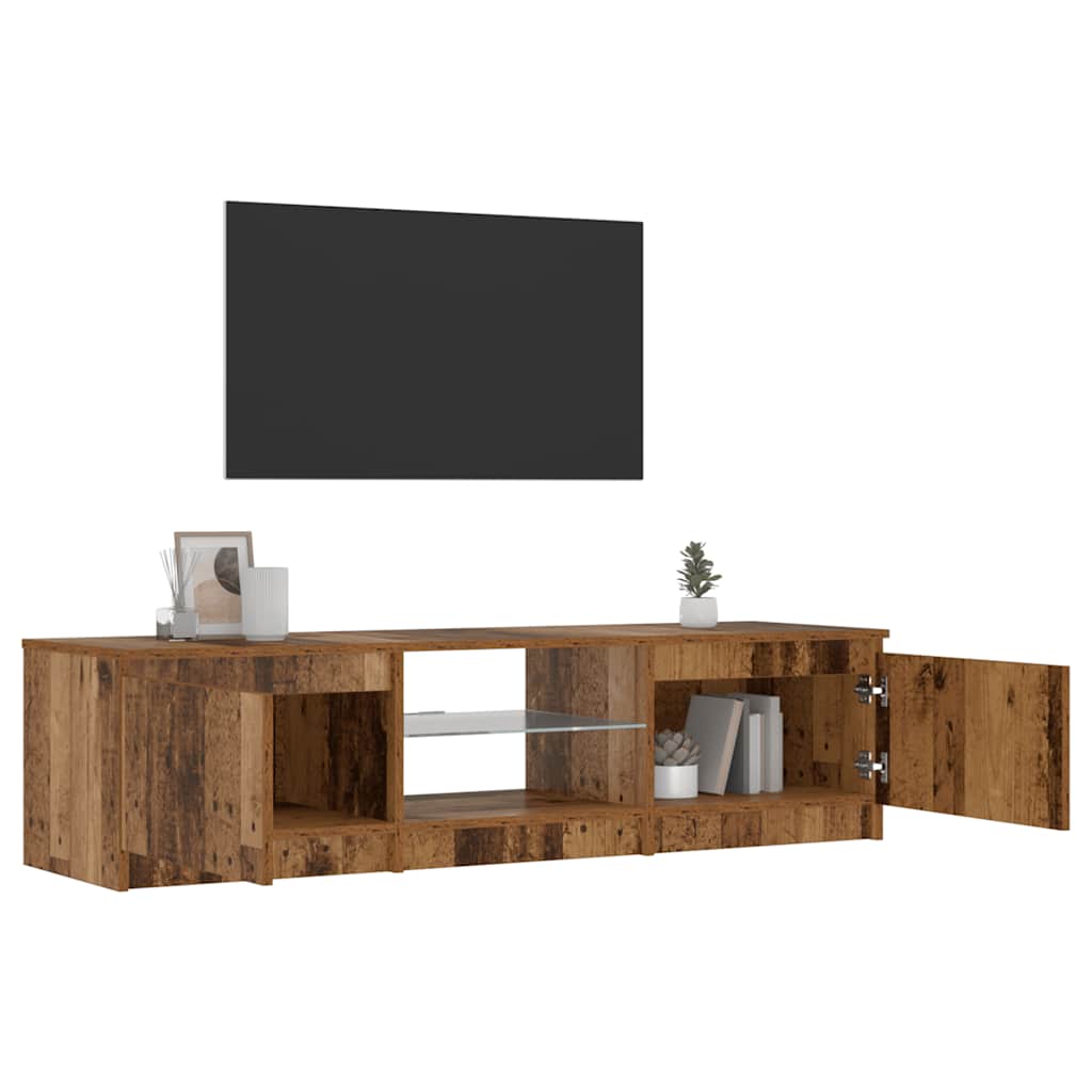 Antik fa színű szerelt fa TV-szekrény LED-ekkel 140x40x36 cm 5