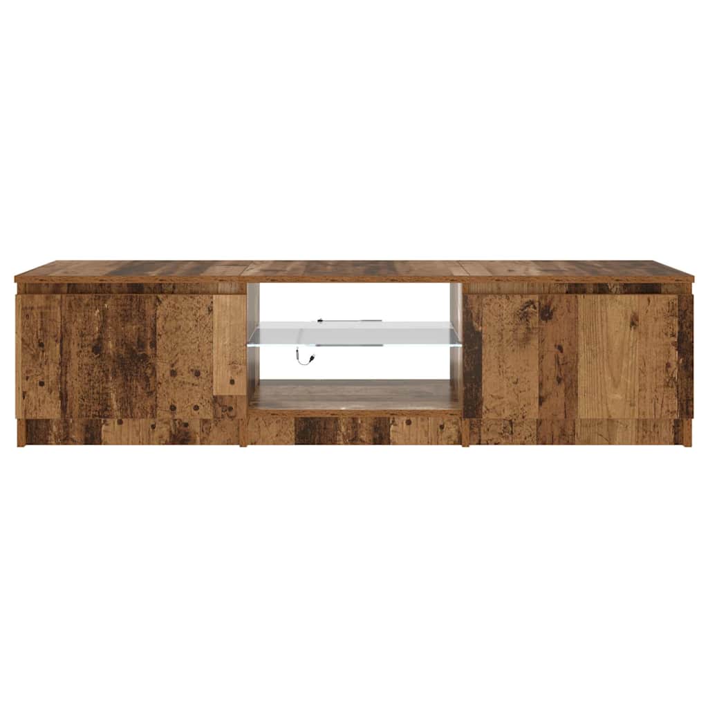 Antik fa színű szerelt fa TV-szekrény LED-ekkel 140x40x36 cm 6