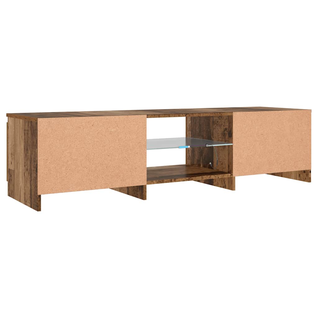 Antik fa színű szerelt fa TV-szekrény LED-ekkel 140x40x36 cm 9