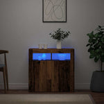 Antik fa színű szerelt fa tálalószekrény LED-ekkel 80x35x75 cm 3