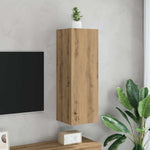 Kézműves tölgy színű szerelt fa TV-szekrény 30,5 x 30 x 90 cm