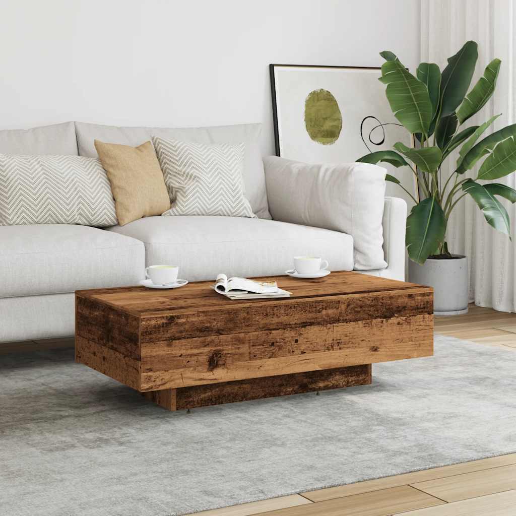 Antik fa színű szerelt fa dohányzóasztal 100x49,5x31 cm 3