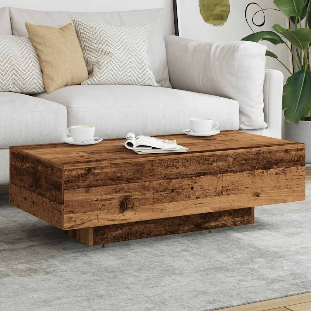 Antik fa színű szerelt fa dohányzóasztal 100x49,5x31 cm 4