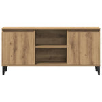 Kézműves tölgy színű szerelt fa TV-szekrény 102x35x50 cm 5