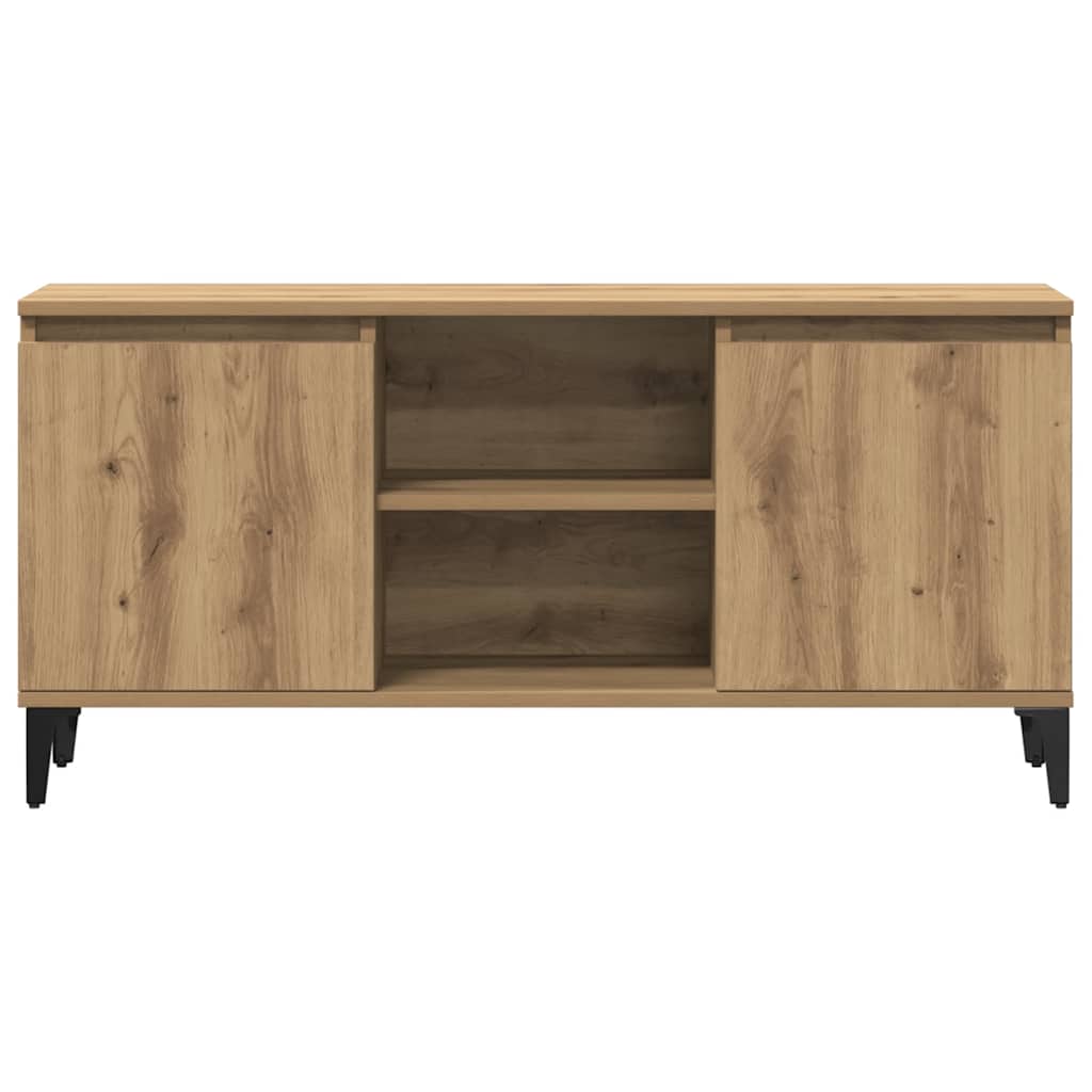 Kézműves tölgy színű szerelt fa TV-szekrény 102x35x50 cm 5